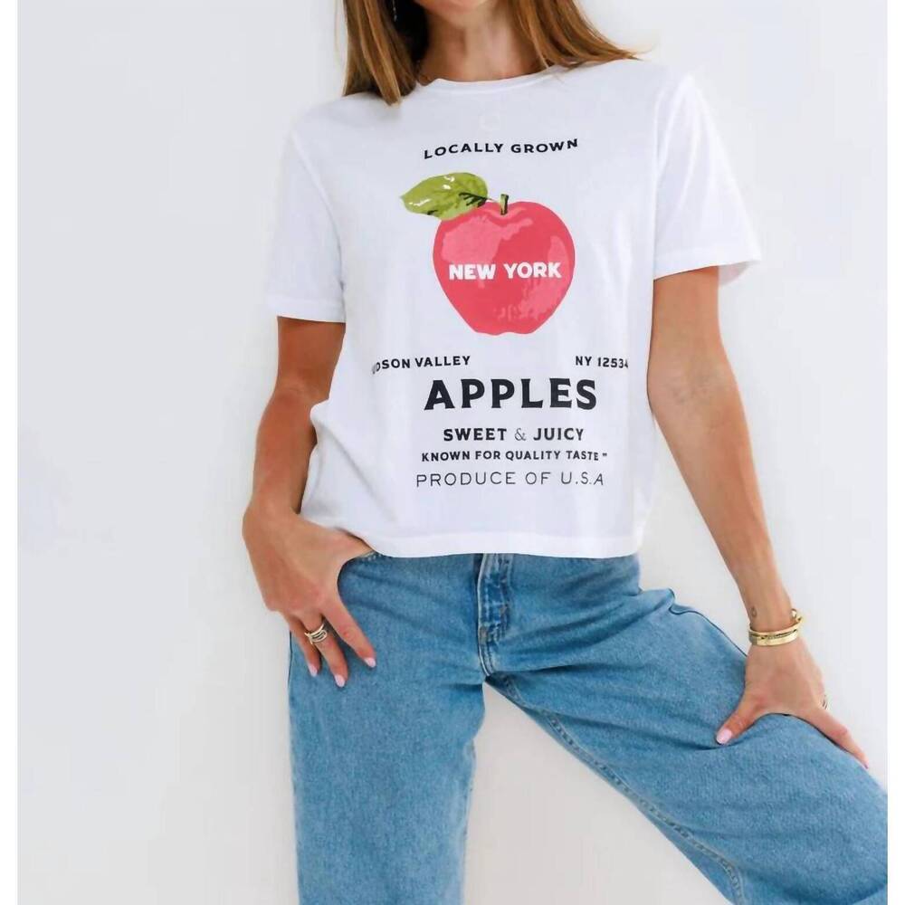 NEW SUNNY SOMEWHERE hudson valley apple stand everyday tee in white